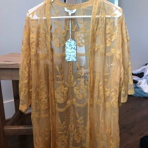 NWOT Yellow Lace Kimono